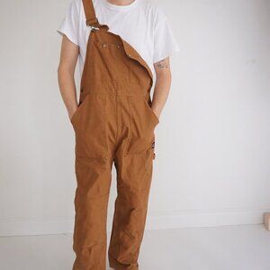 Vintage Work King Tan Heavyweight Cotton Durable Double Knee Bib Overalls Medium
